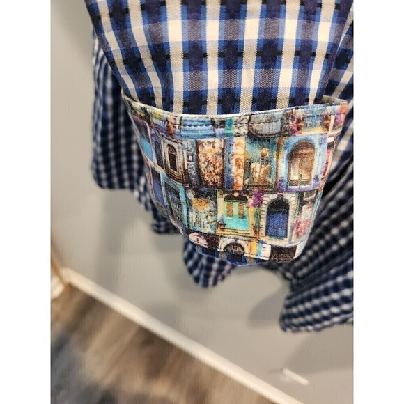 Robert Graham Mens Plaid Flip Cuff Detail Long Sleeve Button Up RG details - Picture 5 of 10
